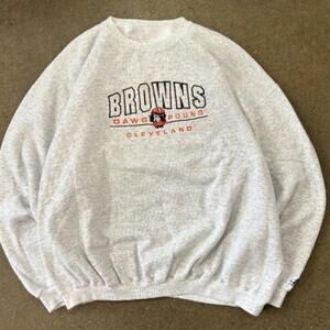 Cleveland Browns Sweatshirt Grey Nfl Graphic Crewneck 90S H257777